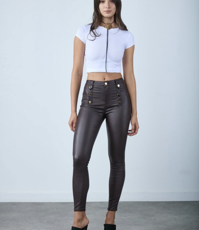 TOXIK3 Broek TOXIK3 LEDER H2605-1 BRUIN KNOOP