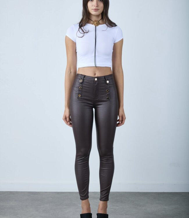 TOXIK3 Broek TOXIK3 LEDER H2605-1 BRUIN KNOOP