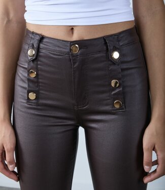 TOXIK3 Broek TOXIK3 LEDER H2605-1 BRUIN KNOOP
