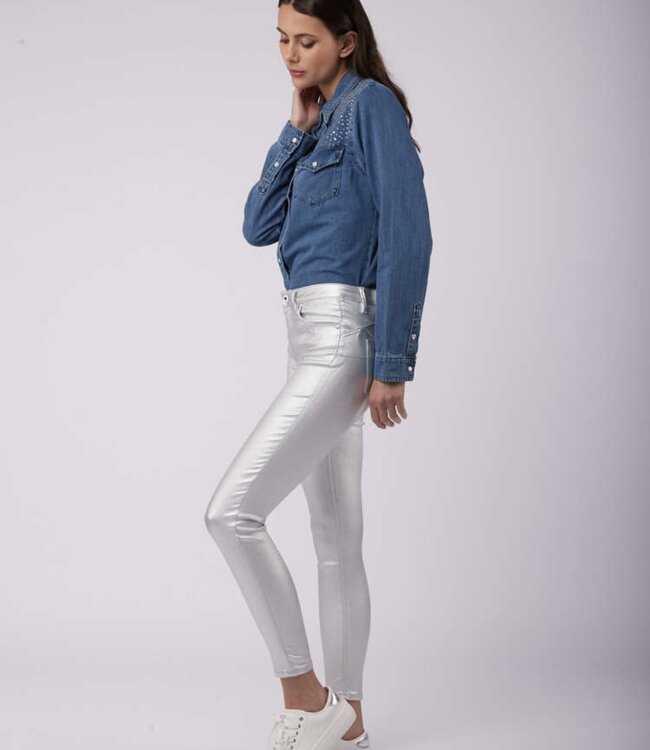 TOXIK3 Broek TOXIK3 LEDER H2519-9 ZILVER