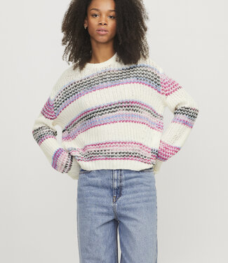 JJXX Pull SIMONE JJXX VANILLA ICE/FUSHIA RED SPACE