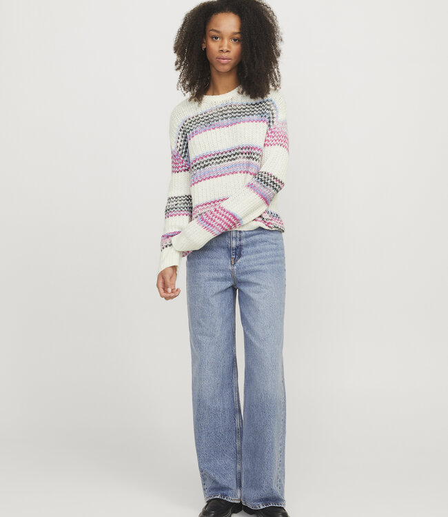 JJXX Pull SIMONE JJXX VANILLA ICE/FUSHIA RED SPACE