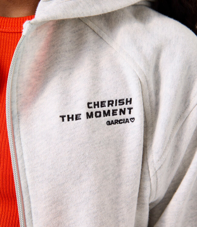GARCIA Hoodie CARDIGAN CHERISH THE MOMENT GARCIA GREY