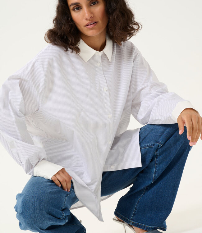 KAFFE Hemd SUSSANNA KAFFE WHITE/GREY STRIPE