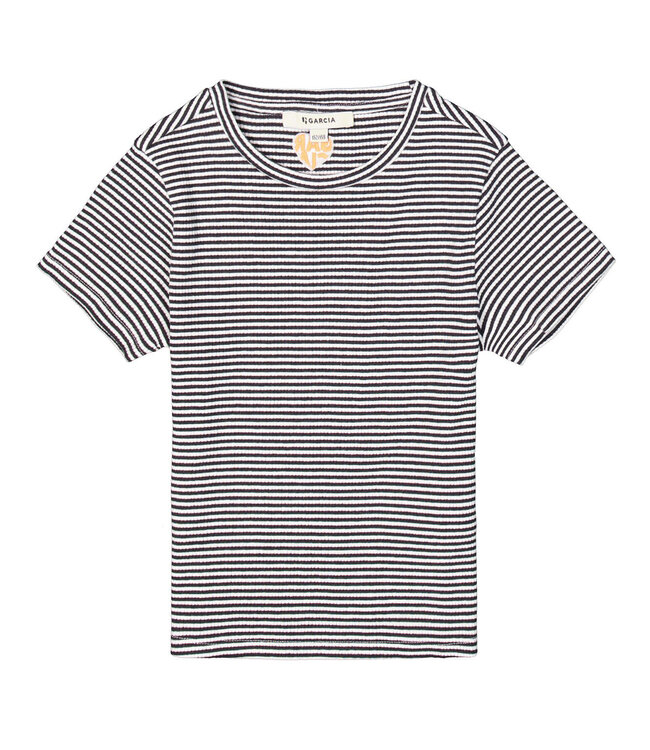 GARCIA T-Shirt STRIPE GARCIA WHITE-BLACK