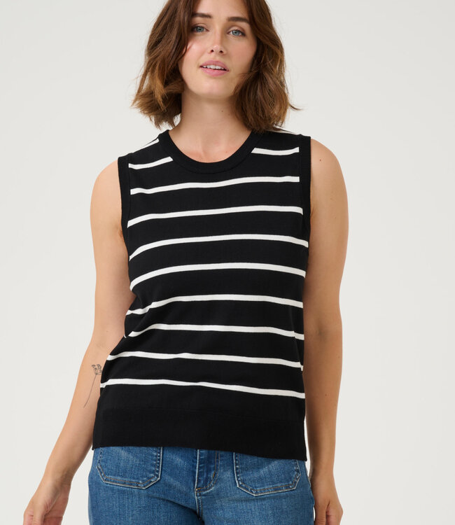 KAFFE Top LIZZA STRIPED KAFFE BLACK CHALK