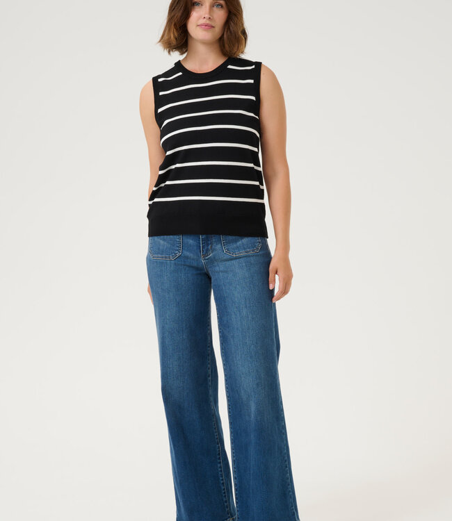 KAFFE Top LIZZA STRIPED KAFFE BLACK CHALK
