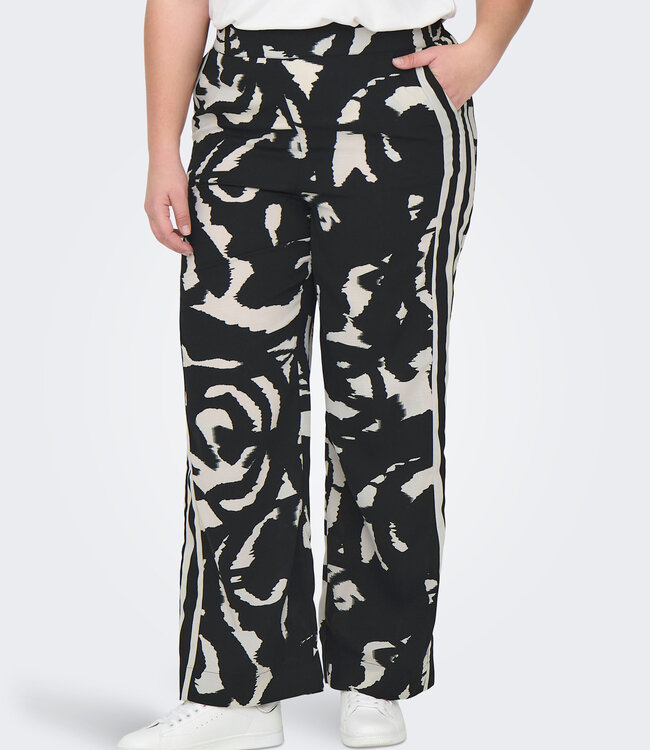 ONLY CARMAKOMA Broek NICON WIDE BLACK ABSTRACT GRAPHIC