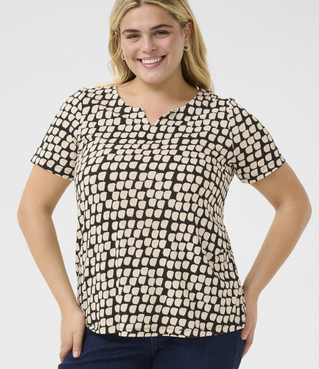 KAFFE CURVE Blouse MELLA KAFFE CURVE BLACK SAND GRAPHIC