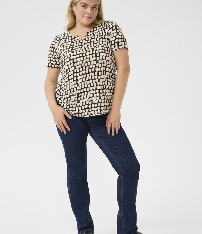 KAFFE CURVE Blouse MELLA KAFFE CURVE BLACK SAND GRAPHIC
