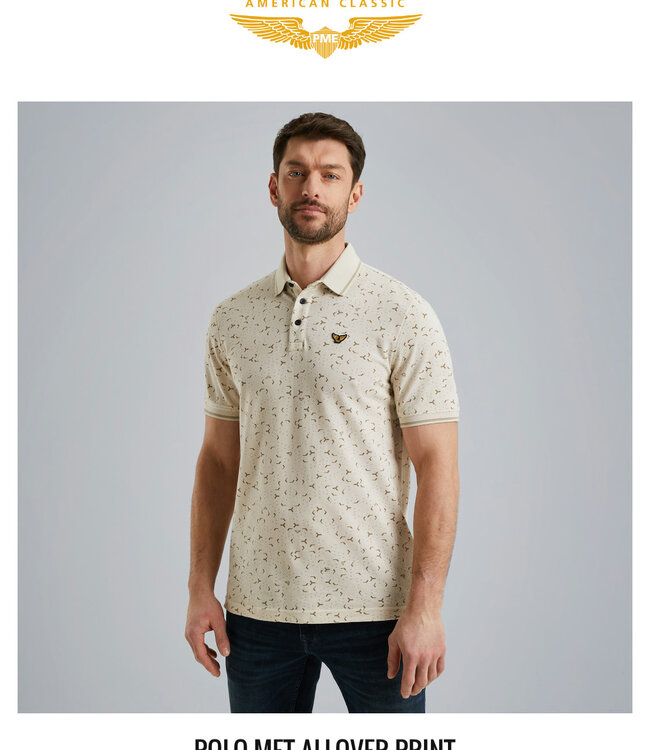 PME LEGEND Polo FINE PIQUE ALL OVER PRINT PME LEGEND BIRCH
