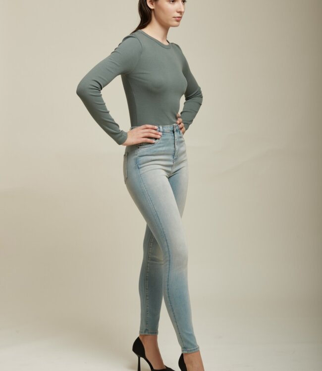 TOXIK3 Broek Jeans Toxik3 Hoge Tai L185-J81 BLEACHED BLUE