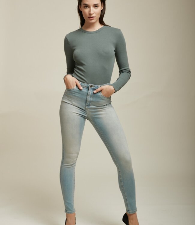 TOXIK3 Broek Jeans Toxik3 Hoge Tai L185-J81 BLEACHED BLUE