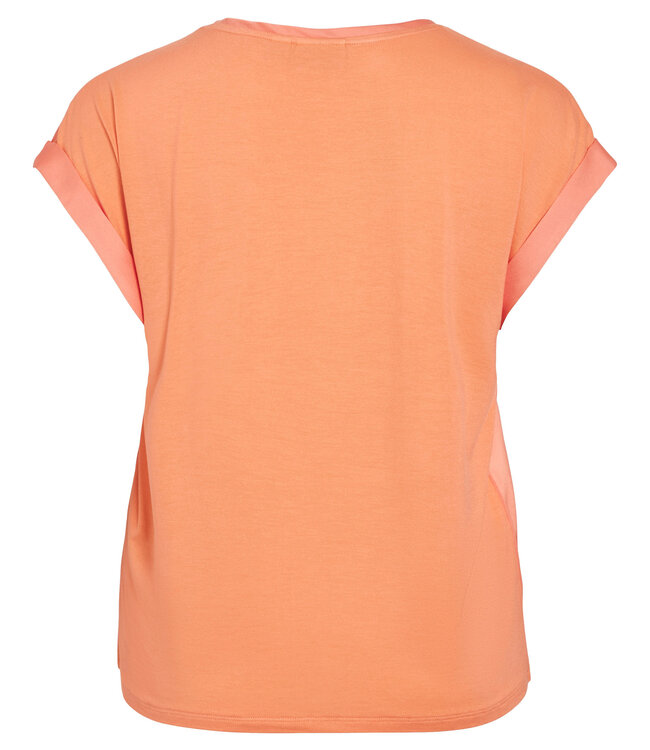 VILA T-Shirt ELLETTE SATIN O-NECK VILA CADMIUM ORANGE