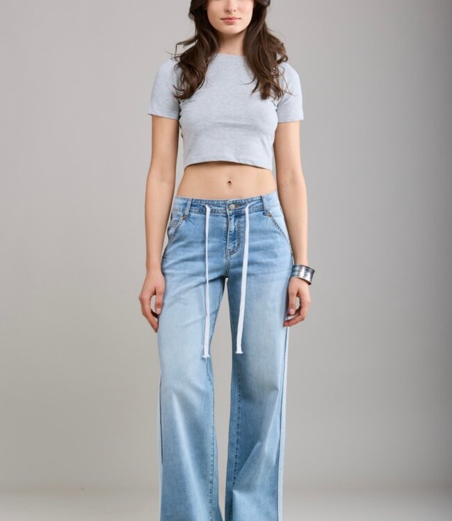 TOXIK3 Broek JEANS JOGGER WHITE STRIPE TOXIK3 LIGHT DENIM Z033-1