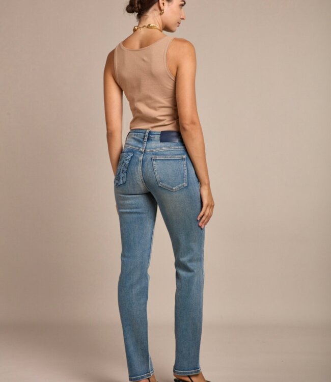 TOXIK3 Broek JEANS STRAIGHT FIT BAROK ZAKJE TOXIK3 MEDIUM BLUE L21368