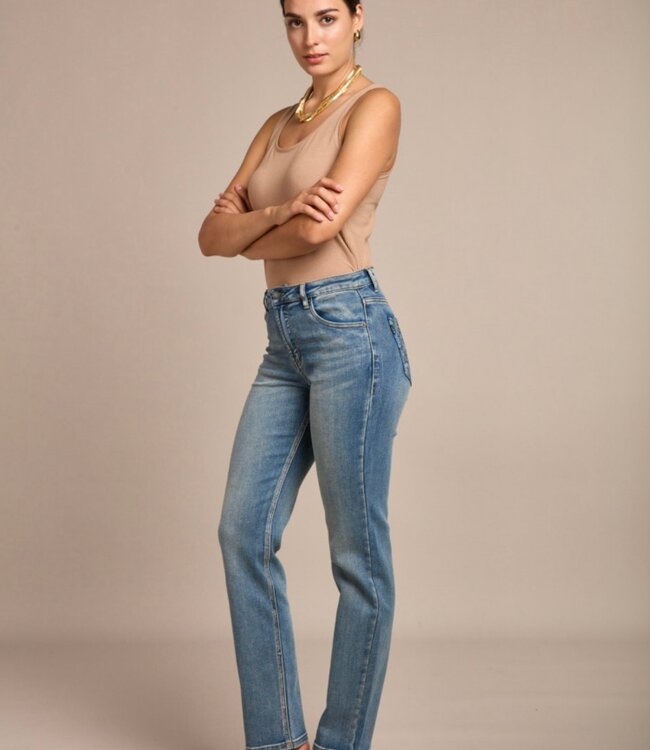 TOXIK3 Broek JEANS STRAIGHT FIT BAROK ZAKJE TOXIK3 MEDIUM BLUE L21368