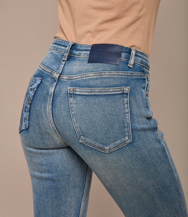 TOXIK3 Broek JEANS STRAIGHT FIT BAROK ZAKJE TOXIK3 MEDIUM BLUE L21368