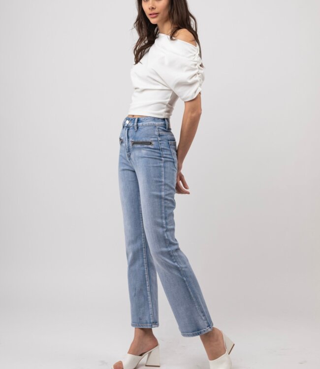 TOXIK3 Broek JEANS FLARED TOXIK3 LIGHT BLUE L21109-1