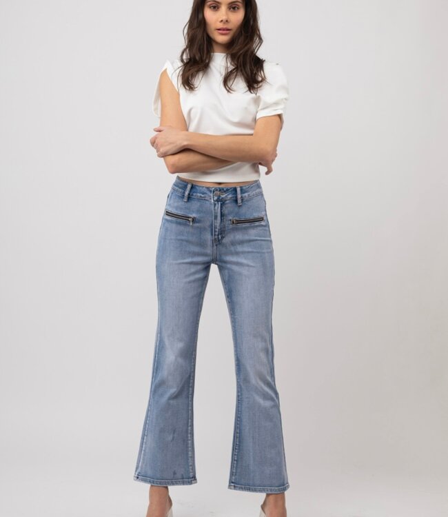 TOXIK3 Broek JEANS FLARED TOXIK3 LIGHT BLUE L21109-1