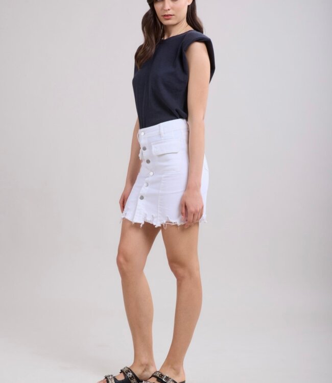 TOXIK3 Rok JEANS KNOPEN WIT TOXIK3 L1628-1