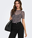 ONLY T-Shirt  MAJA LEO MESH ONLY BLACK LEO