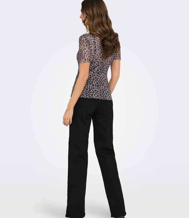 ONLY T-Shirt  MAJA LEO MESH ONLY BLACK LEO