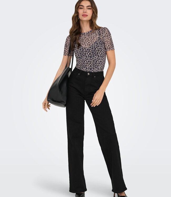 ONLY T-Shirt  MAJA LEO MESH ONLY BLACK LEO