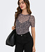ONLY T-Shirt  MAJA LEO MESH ONLY BLACK LEO