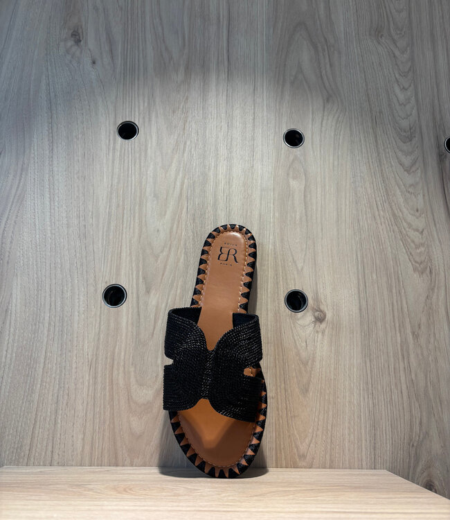 ERYNN Schoen SLIPPER VLECHT ZWART