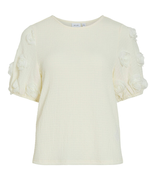 VILA T-Shirt  OTILIA DETAIL BLOEM VILA CLOUD DANCER