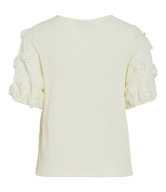 VILA T-Shirt  OTILIA DETAIL BLOEM VILA CLOUD DANCER