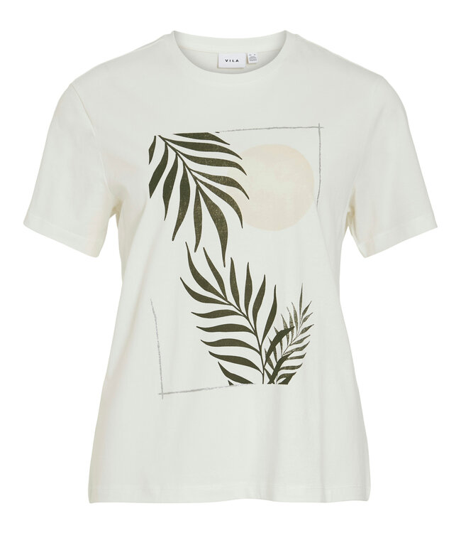 VILA T-Shirt SYBIL RELAX VILA SNOW WHITE VAREN