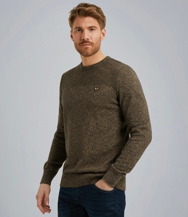 PME LEGEND Pull R-NECK 3 COLOUR MOULINE PME LEGEND OBSIDIAN