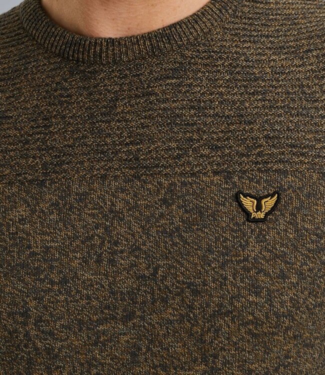 PME LEGEND Pull R-NECK 3 COLOUR MOULINE PME LEGEND OBSIDIAN