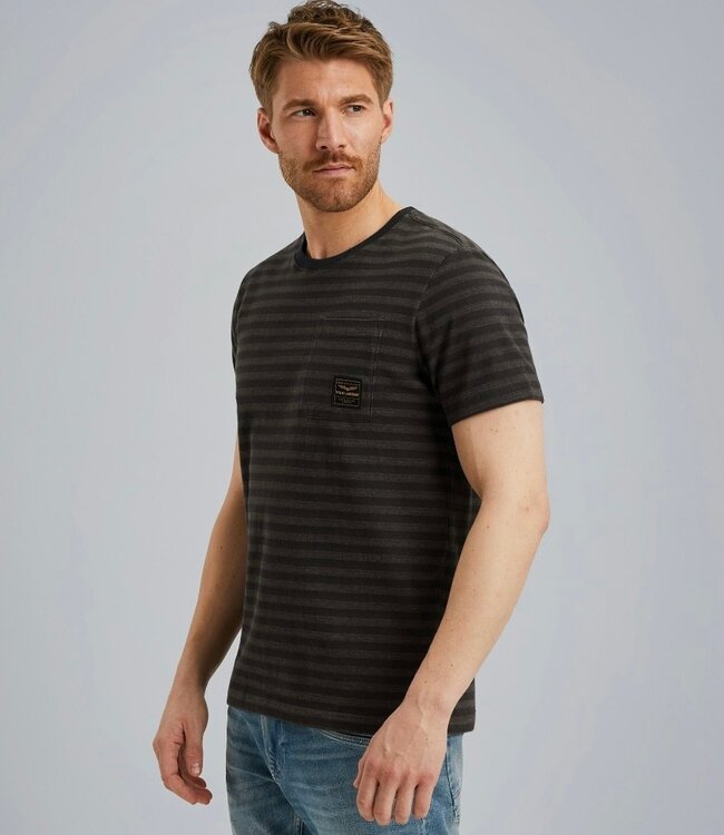 PME LEGEND T-Shirt TEXTURED STRIPE PME LEGEND OBSIDIAN