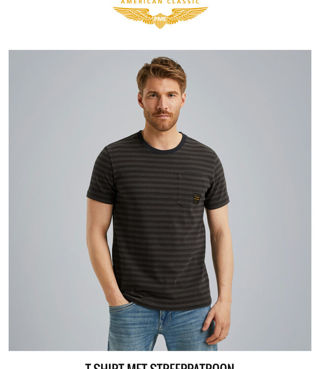 PME LEGEND T-Shirt TEXTURED STRIPE PME LEGEND OBSIDIAN