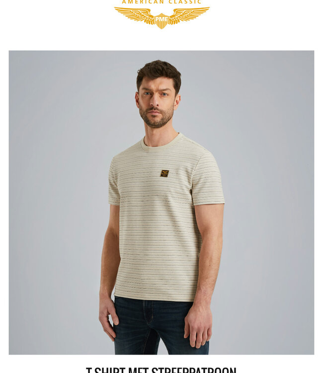 PME LEGEND T-Shirt TEXTURED STRIPE PME LEGEND BONE WHITE