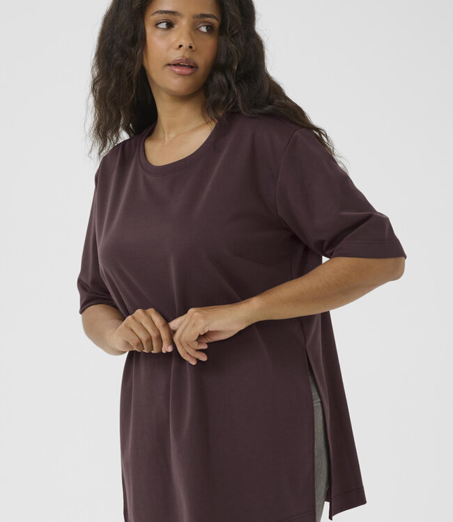 KAFFE CURVE T-Shirt JENNA SLIT KAFFE CURVE FUDGE 191619