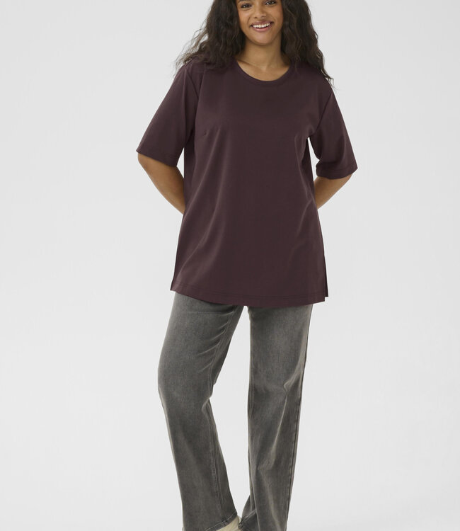 KAFFE CURVE T-Shirt JENNA SLIT KAFFE CURVE FUDGE 191619