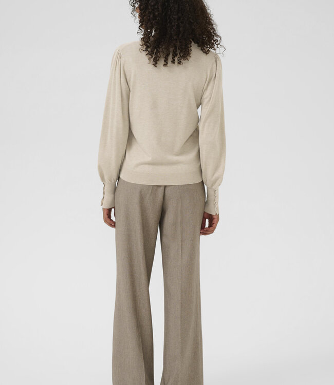 KAFFE Pull LIZZA ROUND NECK BUTTONS KAFFE FEATHER GRAY 1513051