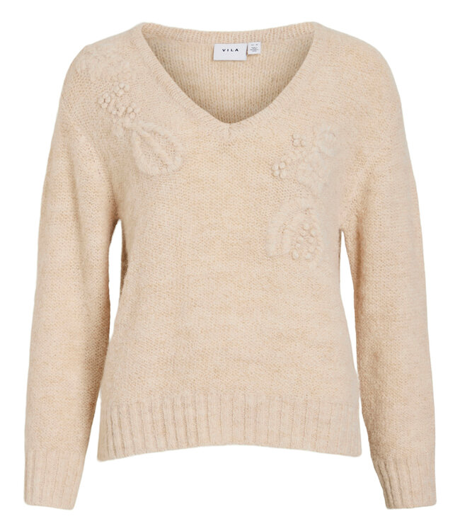 VILA Pull MELLO V-NECK VILA NATURAL MELANGE