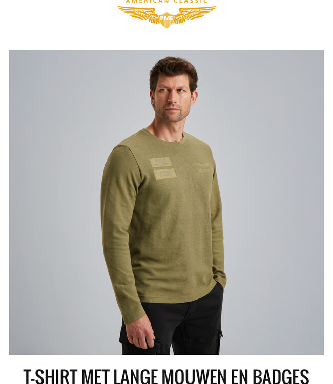 PME LEGEND Pull STRUCTURED PME LEGEND PIQUE BADGES OIL GREEN