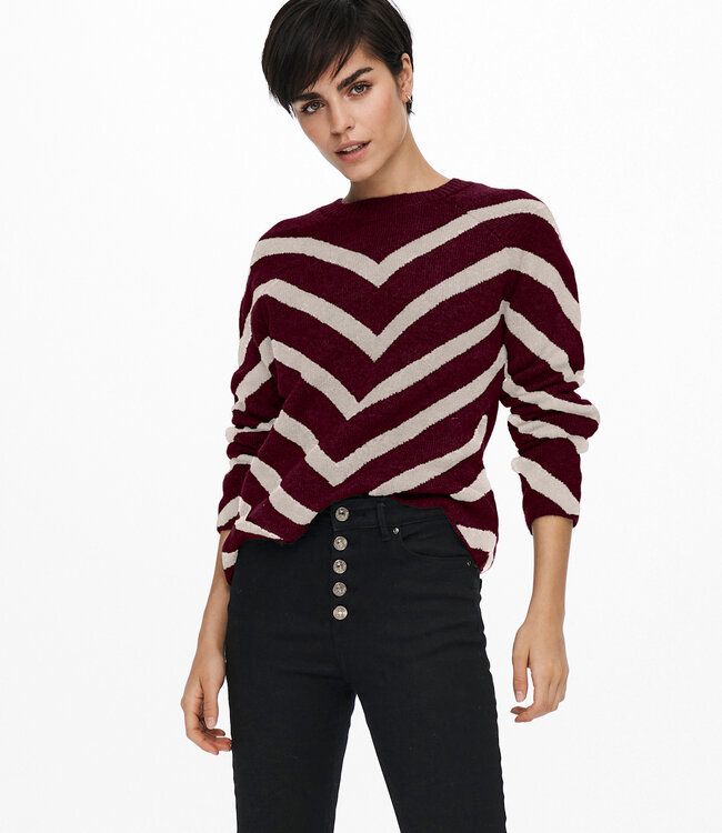 ONLY Pull ELIZA STRIPE ONLY ZINFANDEL RED