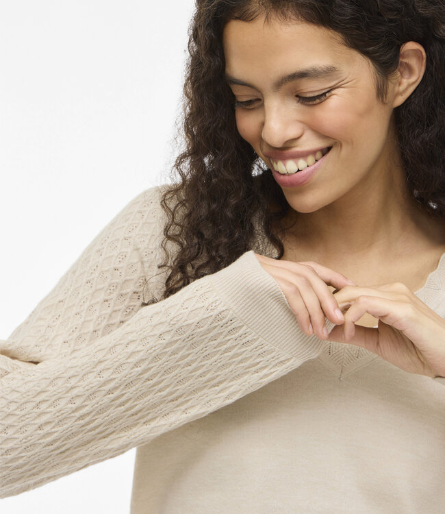 VILA Pull EMI REV V-NECK KNIT VILA NATURAL