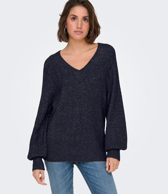 ONLY Pull LUCILLA GLITTER V-NECK ONLY NIGHT SKY