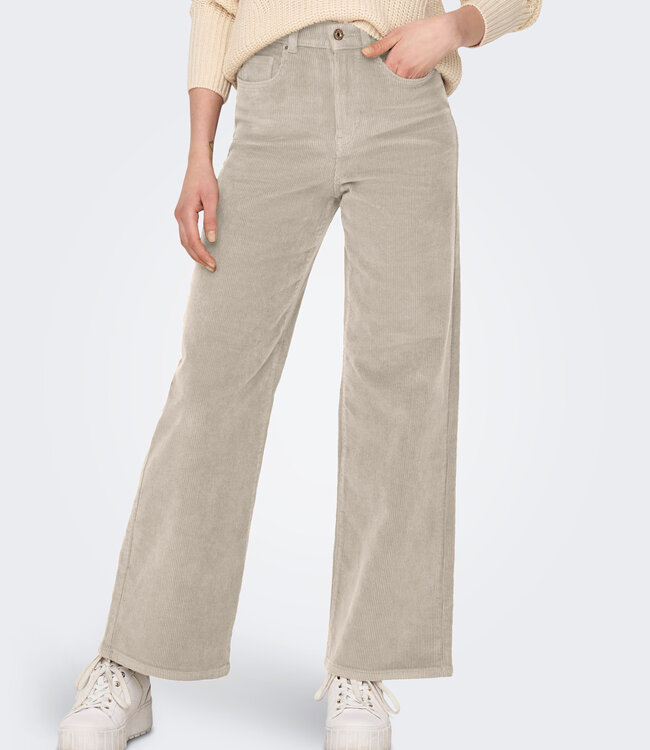 ONLY Broek HOPE GLOBAL WIDE CORD ONLY OATMEAL