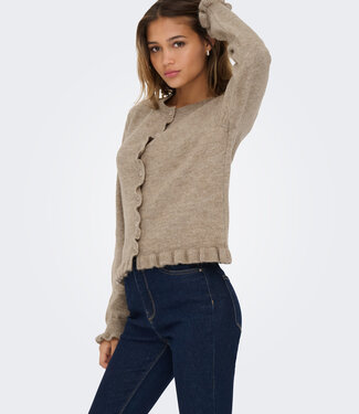 JDY Vest CARDIGAN LETTY FRILL JDY LIGHT GREIGE BEIGE