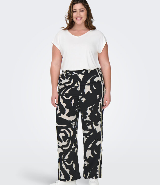 ONLY CARMAKOMA Broek NICON WIDE BLACK ABSTRACT GRAPHIC