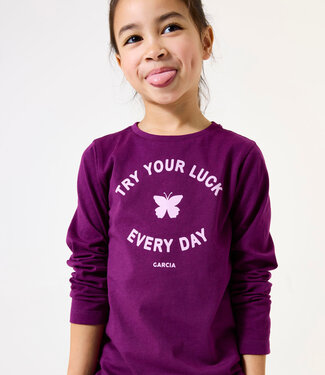 GARCIA T-Shirt TRY YOUR LUCK GARCIA MINI GIRLS PLUM PURPLE